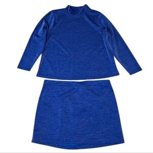 ELOQUII Royal Blue Long Sleeve Top (Size22/24) With Matching Mini Skirt (Size20)